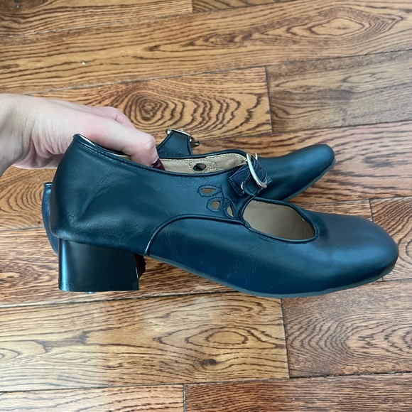 Navy Mary Jane Heeled Loafers - Picture 6 of 7